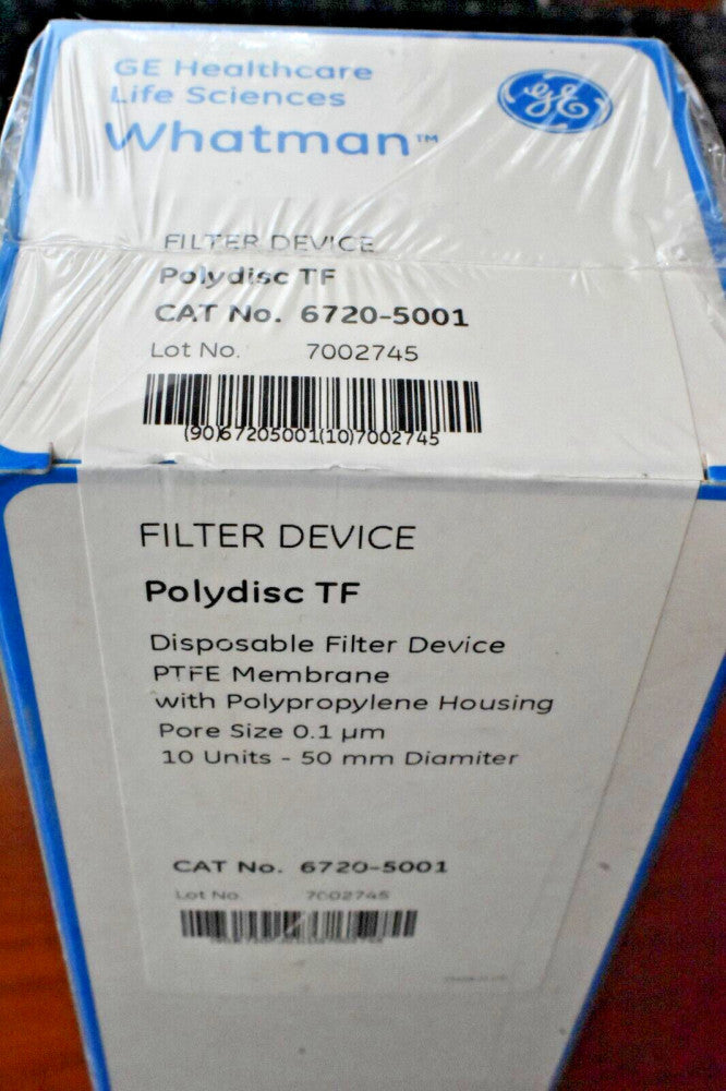 Whatman GE 6720-5001 Polydisc TF In-Line Filters 50 mm, PTFE, 0.1µm (Pack of 10)