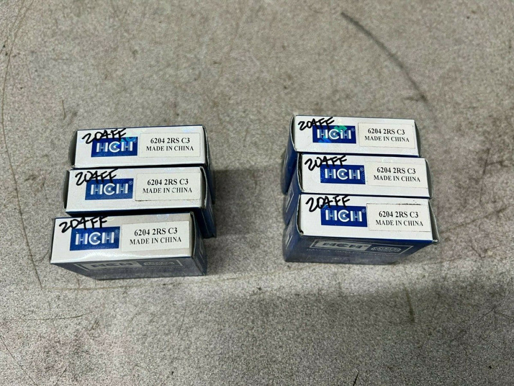 LOT OF 6 NEW IN BOX HCH BALL BEARING 6204 2RS C3