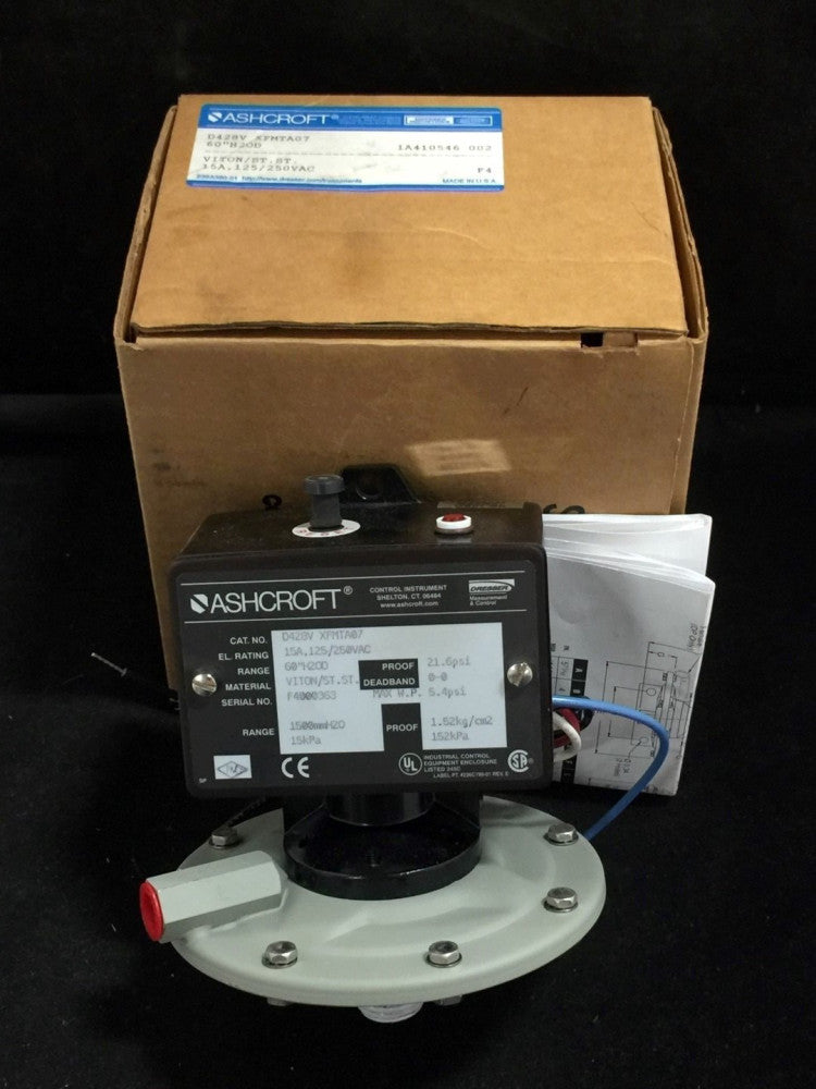 ASHCROFT D428V XFMTA07 60" H2OD DIFFERENTIAL PRESSURE SWITCH 15A 