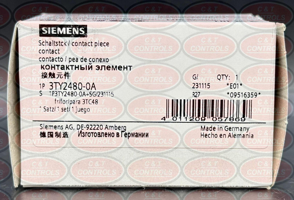 Siemens 3TY24800A Size 4 Contact Kit New In Box USA Stock 3TY2480-0A