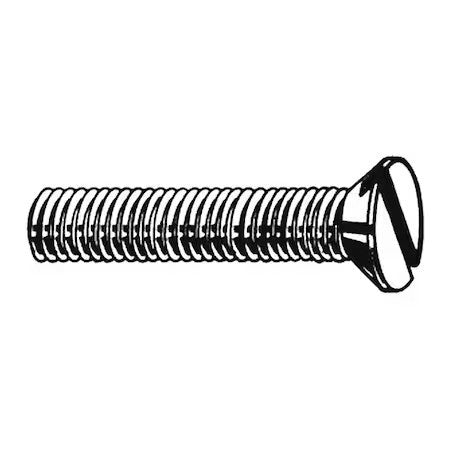 Zoro Select M51110.025.0012 M2.5-0.45 X 12 Mm Slotted Flat Machine Screw, Plain