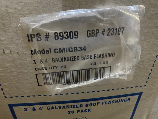 (20 Pack) 3" to 4" Galvanized Base Flashing CMIGB34 / 89309