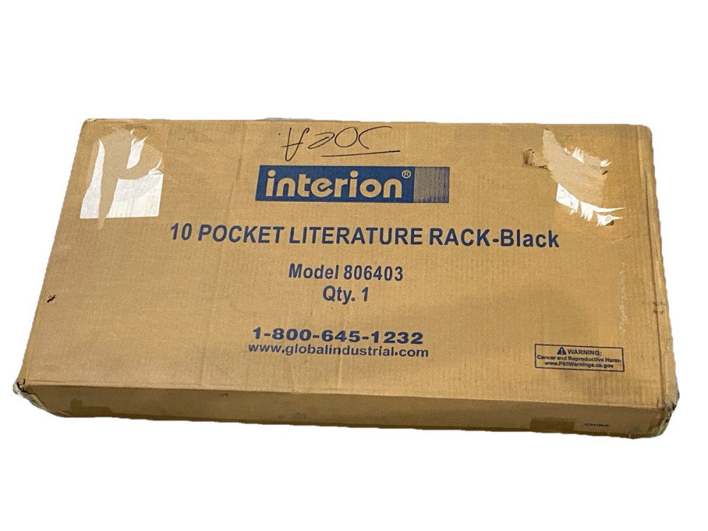 Interion 806403 10 Pocket Literature Rack Black