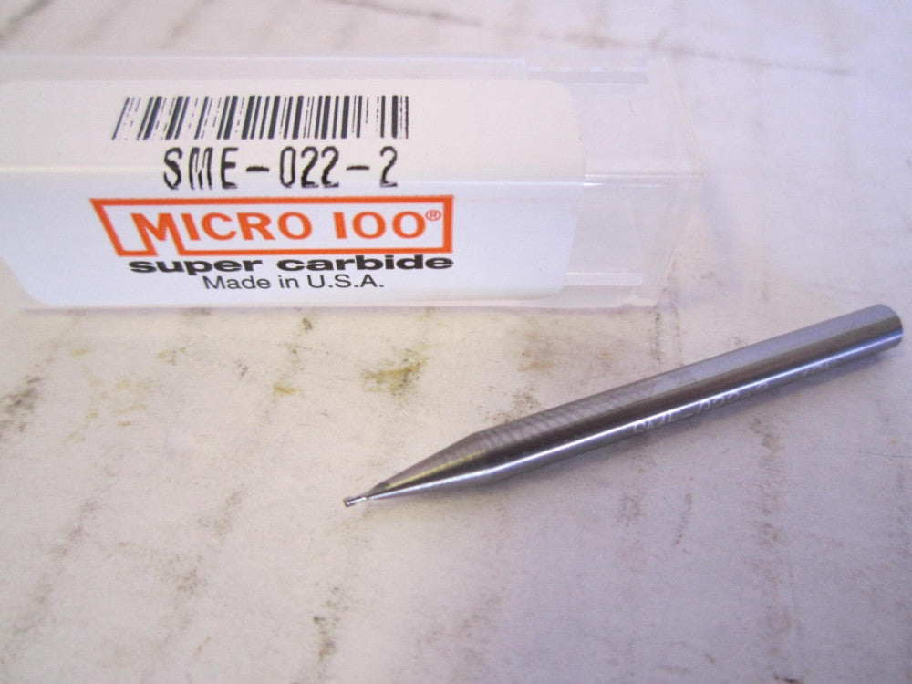 Micro 100 Square End 0.0220 x 0.0330 x 1/8 x 1-1/2" Carbide 2-Flute Endmill New