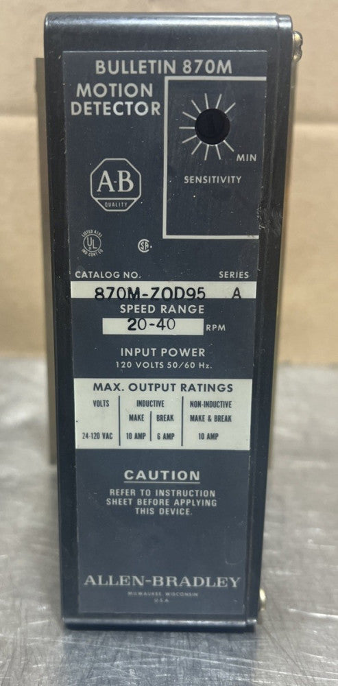 ALLEN BRADLEY 870M-ZOD95 SER. A, MOTION DETECTOR Nos Surplus No Original Box