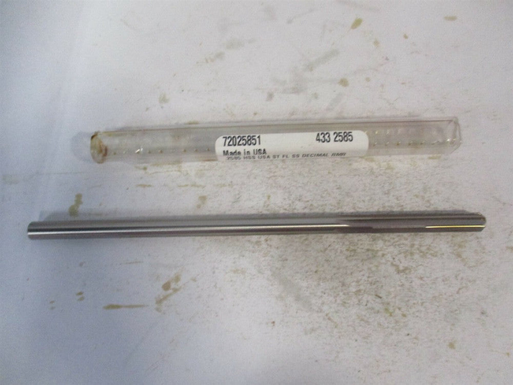 (433-0.2685) 0.2585" x 1-1/2" x 6" Straight Shank HSS 6-Flute Chucking Reamer 