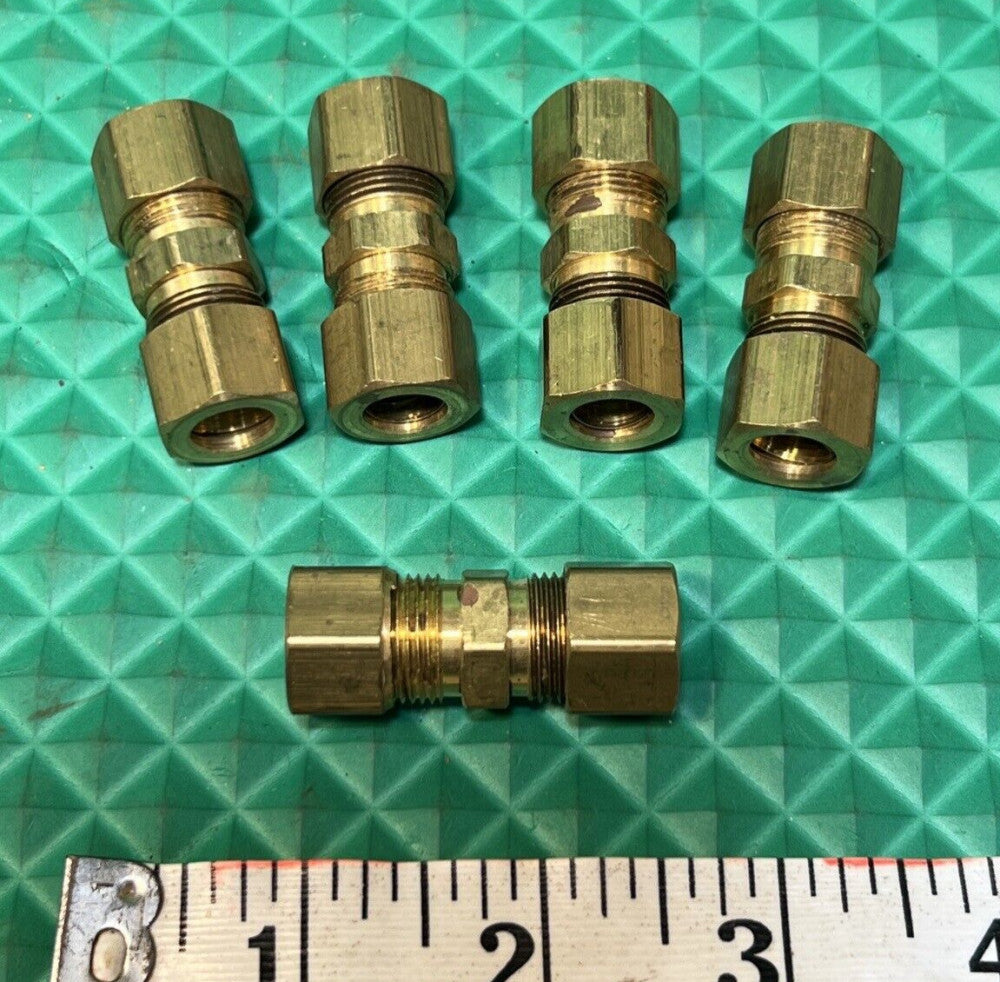 5 x Brass Compression Reducing Union 5/8" X 3/8"