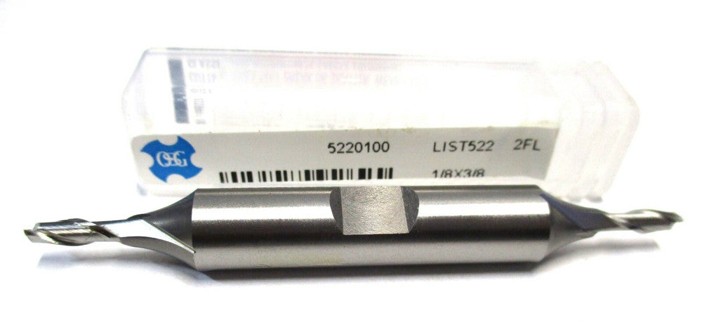 OSG (5220100) 1/8 x 3/8 x 3/8 x 3-1/16 2-Flute CC DE RH Cobalt Square End Mill