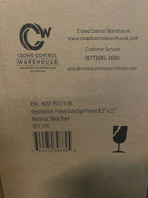 (Case of 10) Crowd Control HDSF-8511-V-BK Heavy Duty Sign Frame 8.5 x 11 in.