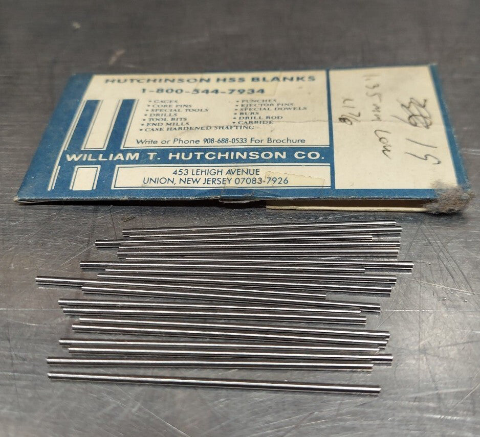 Lot Of 19 - USA Hutchinson 1.35mm x 2" Low Drill Blank Reamer Pin Gage