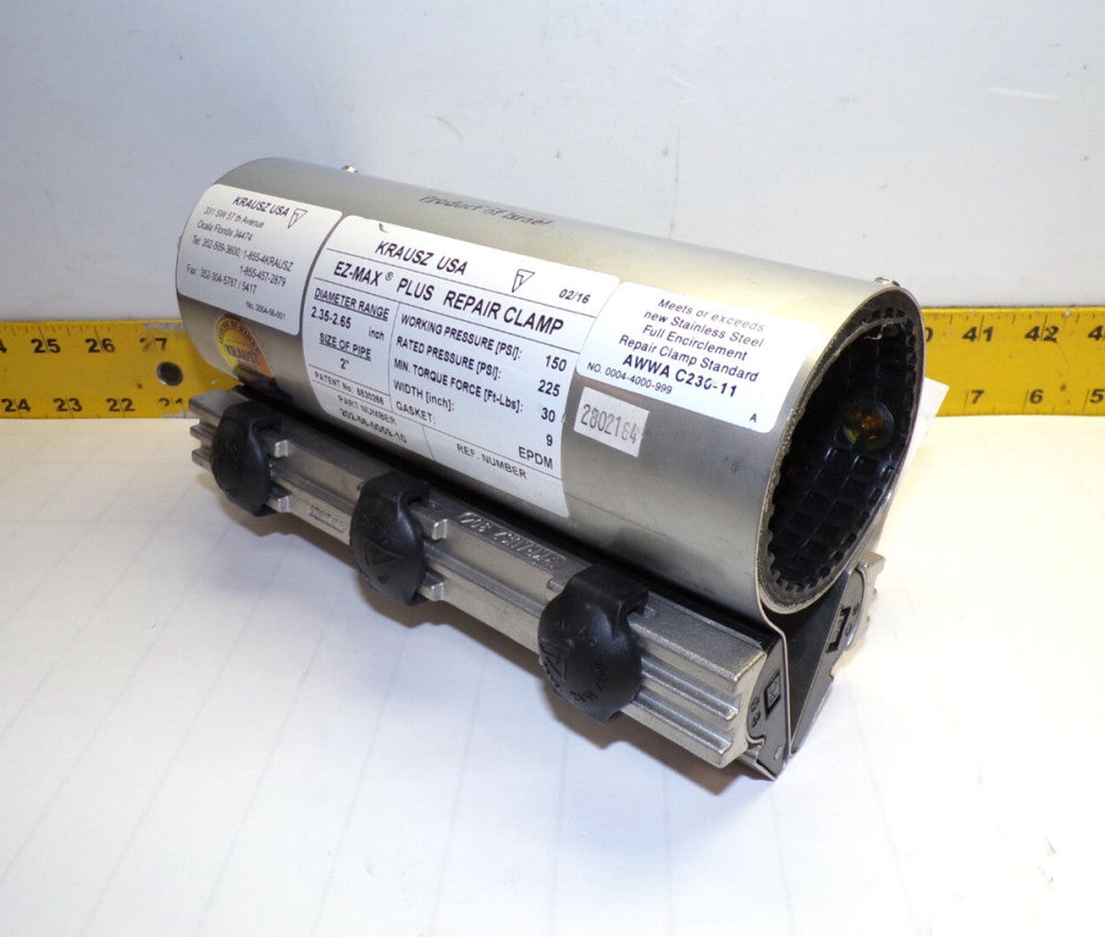 NEW KRAUSZ EZ-MAX 2" PIPE REPAIR CLAMP DIAMETER RANGE 2.35-2.65"  202-56-0059-10