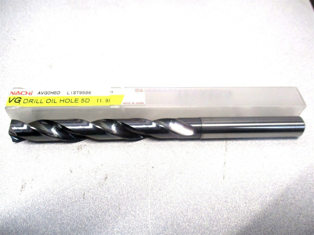 Nachi (1388509) 11.9mm x 158mm OAL 2-Flute Coolant Thru Carbide Oil Hole Drill