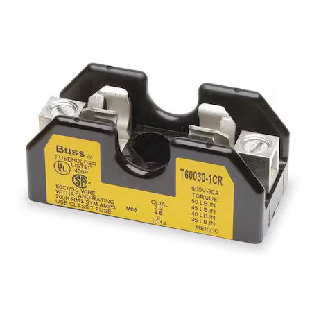 Eaton Bussmann T60030-1Cr Open Fuse Block, T Ul Class, 600V Ac/Dc Volt Rating,