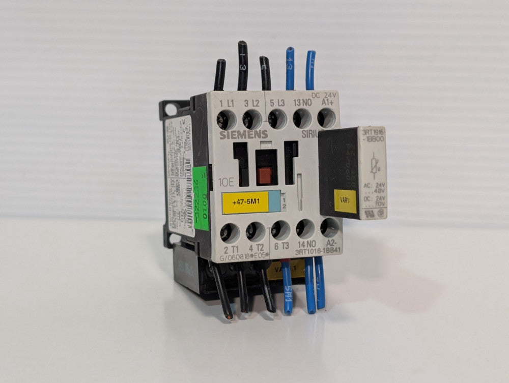 Siemens 3RT1016-1BB41 SIRIUS 3-pole contactor 9A 24VDC coil w/ Murr 236082