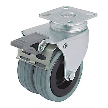 Zoro Select Lda-Vpa 50G-Fi Plate Caster,Swivel,Rubber,2 13/16"H