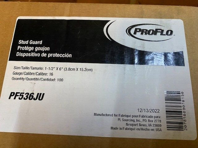 (100 PACK) PROFLO PF536JU 1-1/2" x 6" 16 Gauge Stud Guard