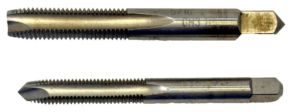 1/4-28NF THREAD TAPS (LOT OF 2)5/16-24 NF GH3  HSS STRAIGHT OAL-2-3/4" DIA- 1/4"
