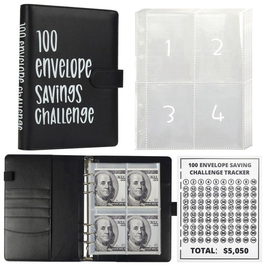 100 Envelopes Money Saving Challenge Binder Budget Planner Budget Book With C...
