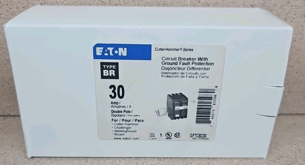 NIB -  Eaton - GFTCB230 - BR GFCI circuit breaker, 30 A, 120/240 V, two-pole.