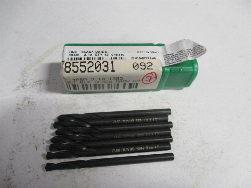 Precision (046310) 3.0988mm 135° HSS Spiral Screw Machine Drill Bit - Qty 7