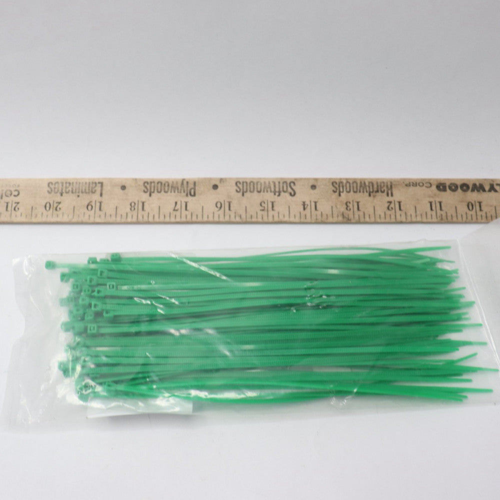 (100-Pk) Self-Locking Wire Cable Zip Ties Plastic Nylon Green 4x200mm