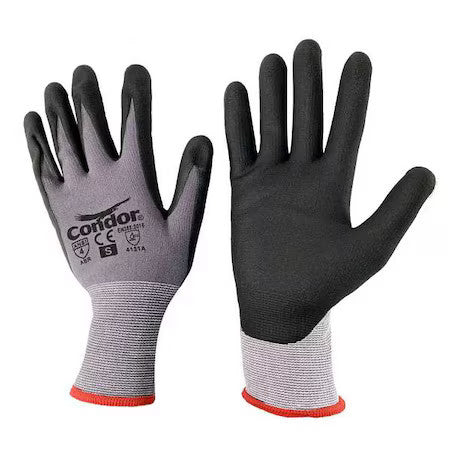 Condor 60Wf90 Coated Gloves, Nitrile, Sandy, Palm, 4 Abrasion Level,