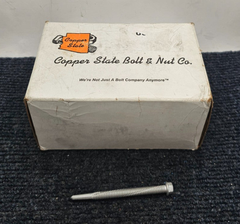 (100 PIECES) Copper State 1/4-20 X 3" Hex Head Self-Drilling Screw Zinc #5