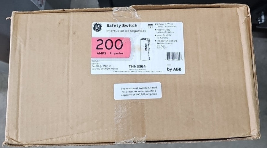 GE THN3364 200A 600VAC 250VDC 3P NON-FUSIBLE DISCONNECT