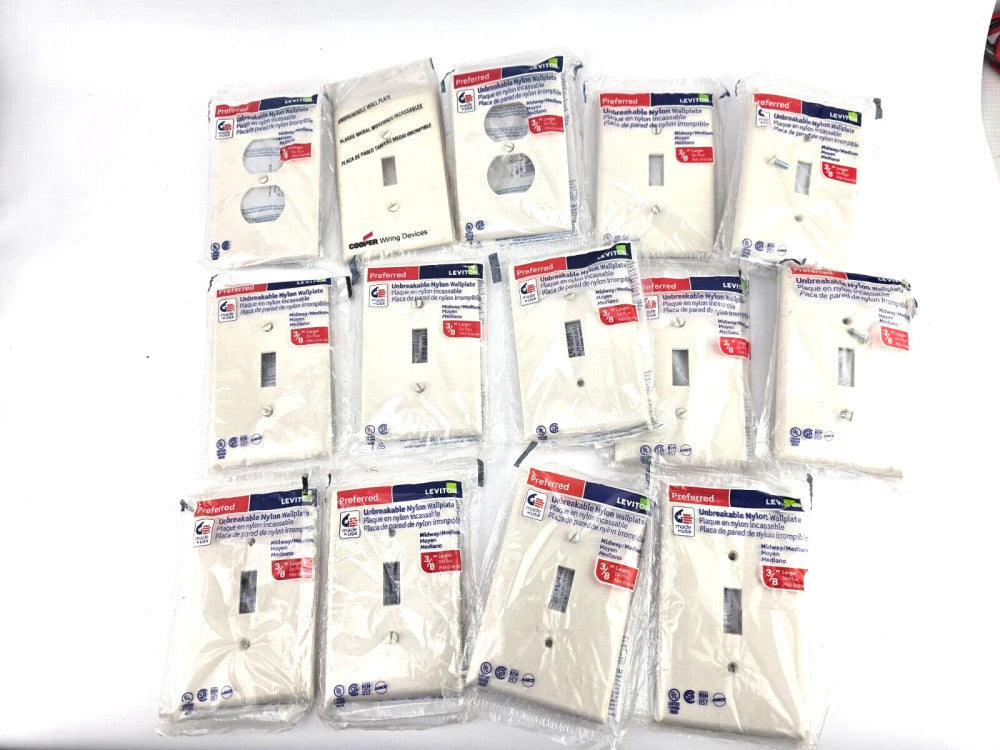 14pcs Mixed Lot Leviton Unbreakable Nylon Wall Plate Lt. Almond R56-PJ1-T