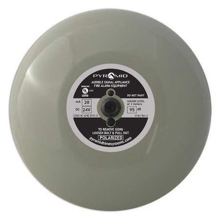 Pyramid 41392 Signal Bell, Wall Mount, Round, 8", 24V Dc
