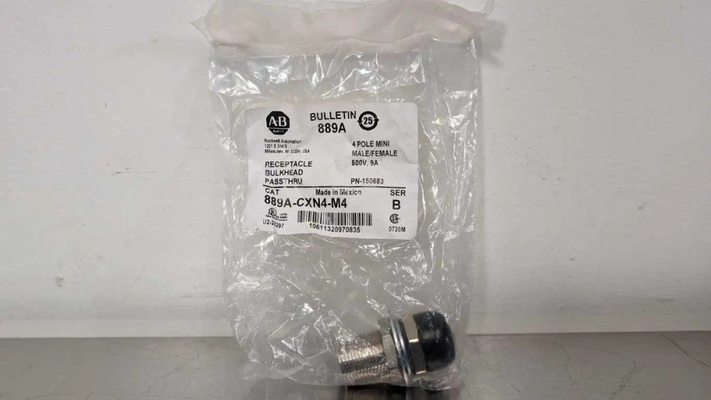Allen-Bradley 889A-CXN4-M4 Receptacle Bulkhead Passthru PN-150683 Ser B 600V 9A