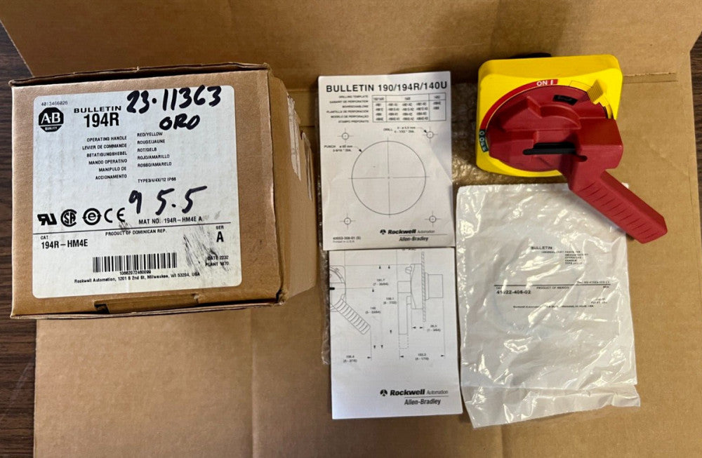 ALLEN BRADLEY, 194R-HM4E, SERIES A, OPERATING HANDLE RED/YELLOW, MAKE OFFER!