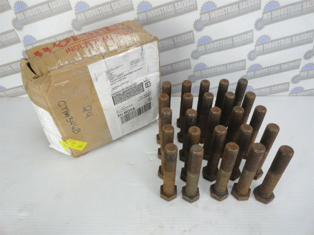 BOX OF 25 - Hex Head bolts, 18‑8, 7/8"‑9 x 5", N14P3708, GRADE 8 (New Old Stock)