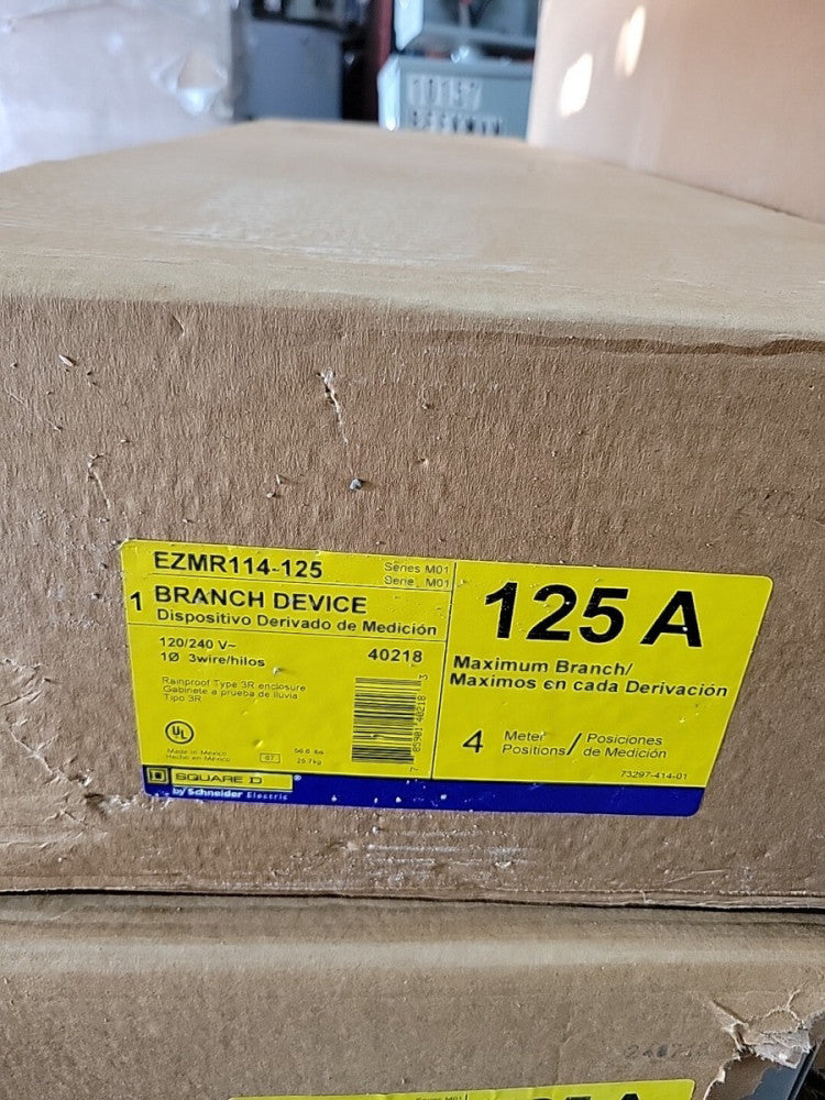 Square D EZMR114-125 Single Phase 4 Ringless Sockets 120/240VAC 125A Per Branch