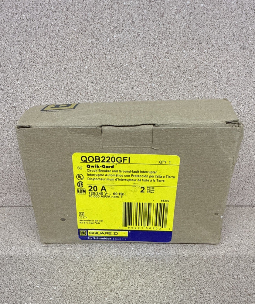 NEW Square D QOB220GFI 20 Amp 20A 10kA 2 Pole 120/240V Circuit Breaker