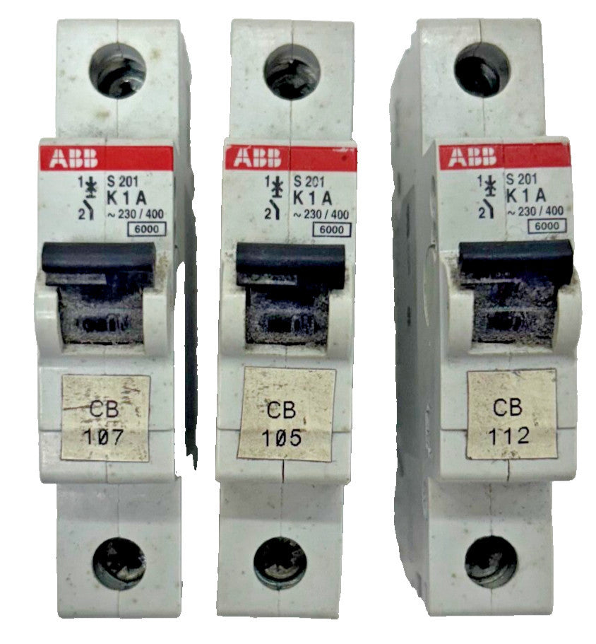 ABB CIRCUIT BREAKER S201-K1A LOT OF 3 320/400 1 AMP