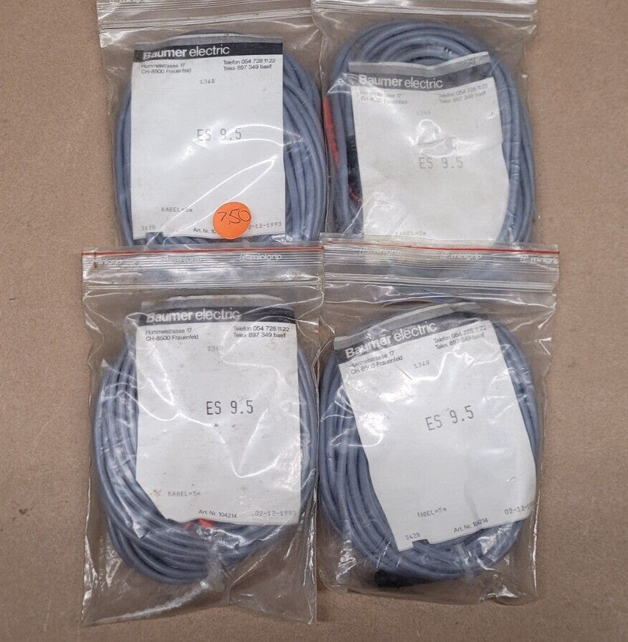 Lot of 4 Baumer Electric ES 9.5 Proximity Sensor Cables