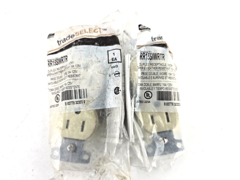 2ps HUBBELL 15 Amp Self Grounding and Tamper Proof Duplex Receptacle, Ivory