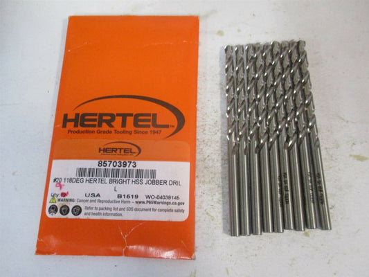 (85703973) #20 2-1/8" x 3-1/4" OAL 118° High Speed Steel Jobber Drill - Qty 9