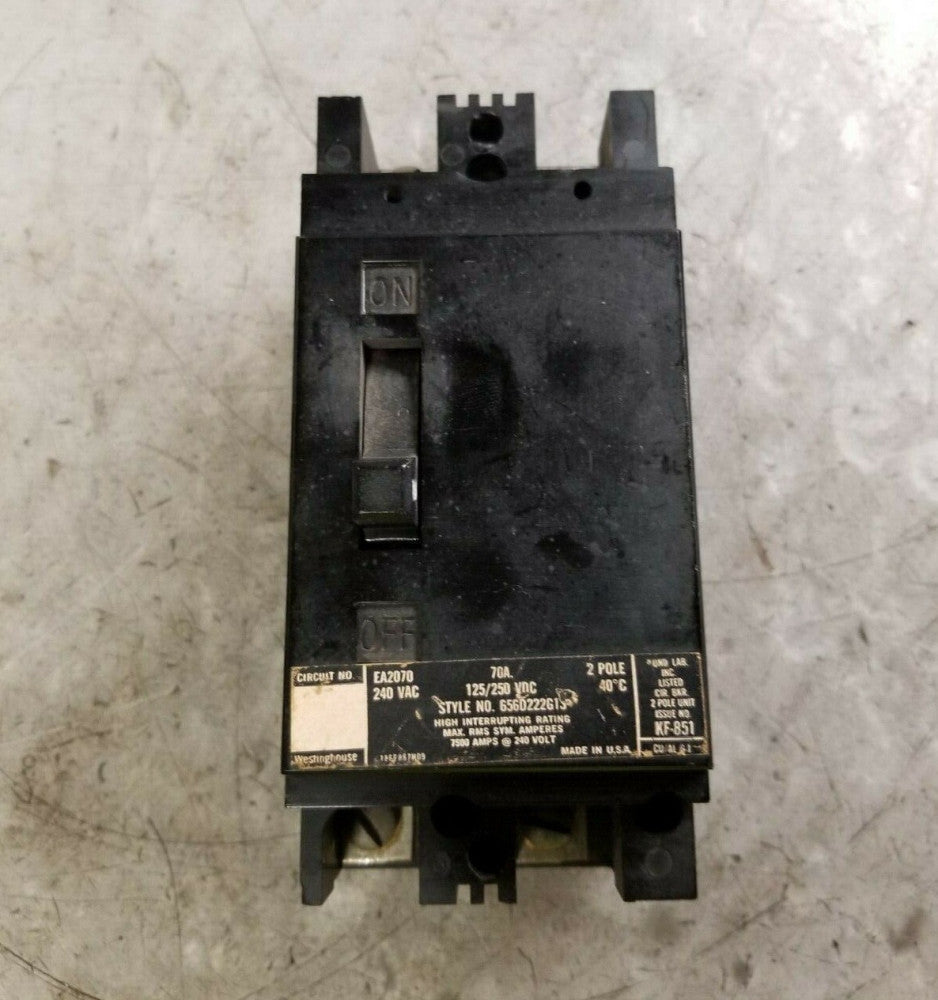 CUTLER HAMMER 70 AMP CIRCUIT BREAKER 240 VAC 2 POLE  EA2070