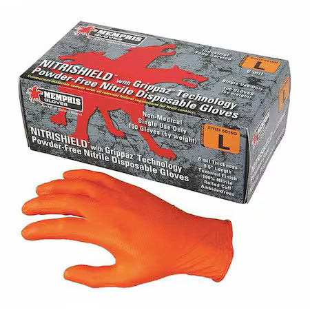 Mcr Safety 6016Ol Nitrishield With Grippaz, Nitrile Disposable Gloves, 6 Mil