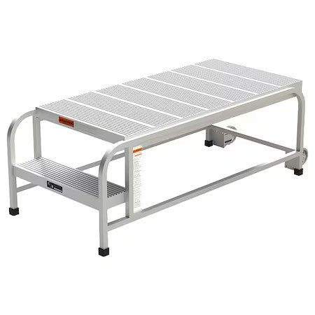 Zoro Select A003 Aluminum Mobile Work Platform, 2 Steps, No Handrails, 48"D