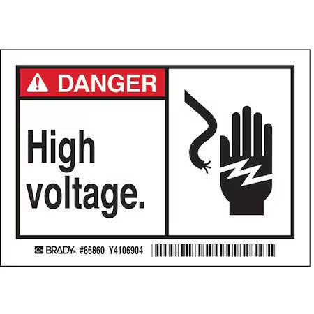 Brady 86860 Machine/Equipment Label,3 1/2 In. H,Pk5