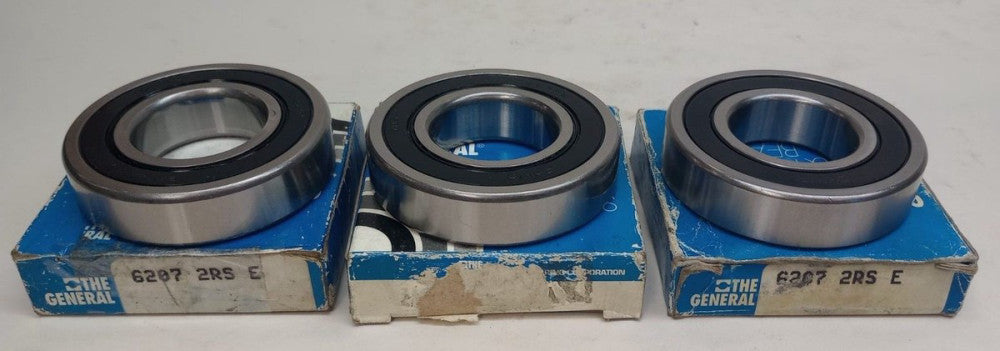 General 6207 2RS E Ball Bearing Deep Groove 35X72X17mm Double Sealed (Pack of 3)