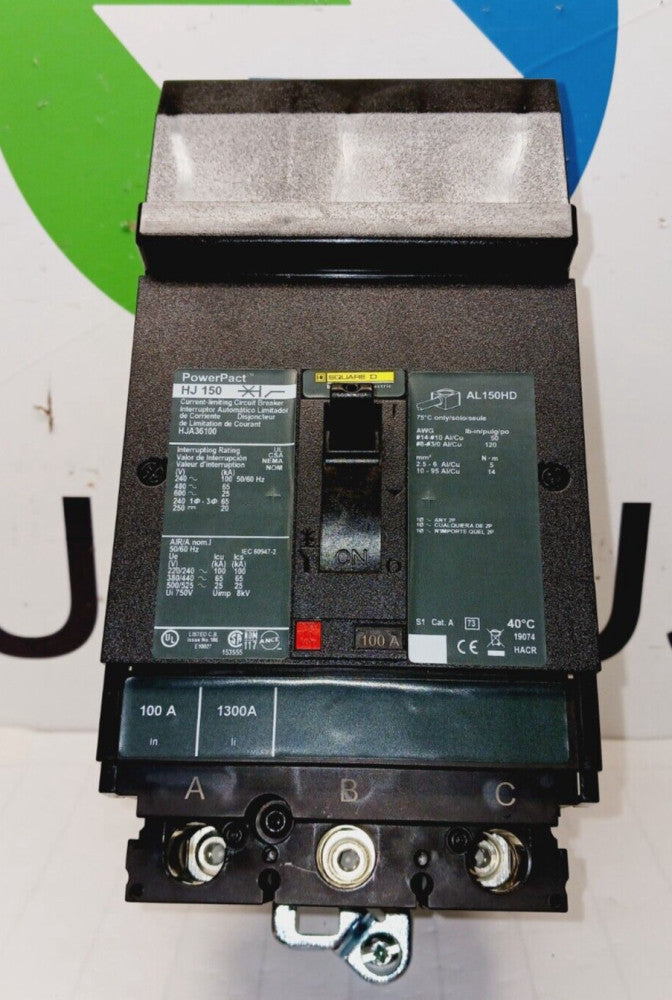 NEW SQUARE D HJA36100 100 AMP POWERPACT CIRCUIT BREAKER 3 POLE 600 VAC 250 VDC