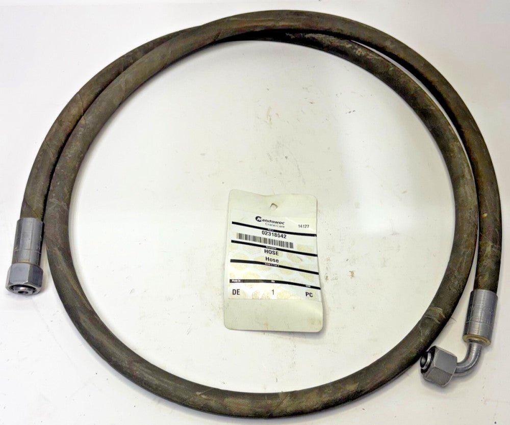 MANITOWOC CRANE CARE HYDRAULIC HOSE PN 02318668 90º SWIVEL FITTING OAL 5'