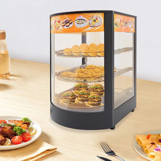 3-Tiers Commercial Food Warmer Display Case Tabletop Food Warming Cabinet 800W