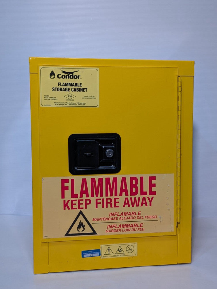 Condor 45AE90 Flammable Storage Cabinet, 4 Gallon Capacity, Double Wall Steel
