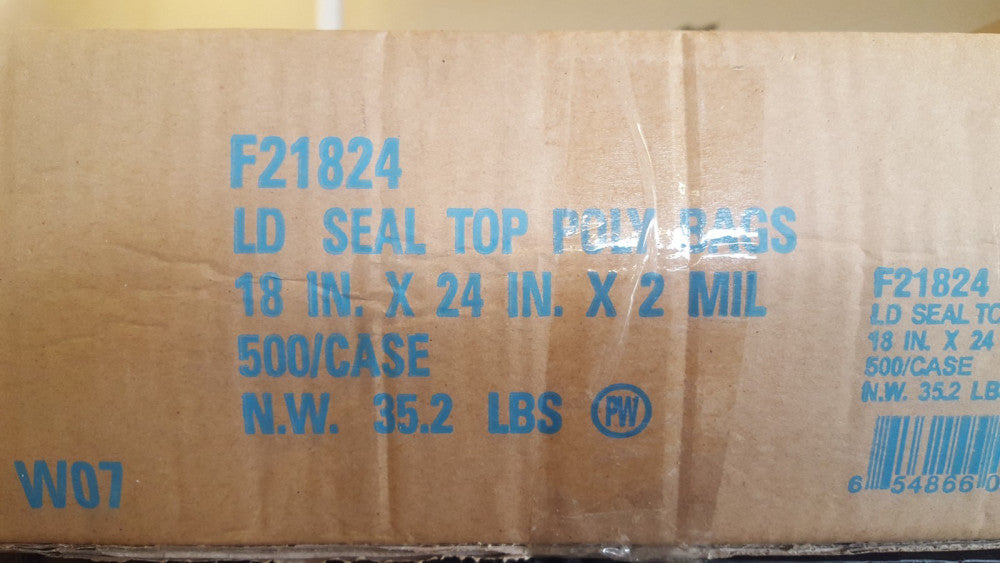 Elkay F21824 2 mil Line Single Track Seal Top Bag, 18" x 24", Clear Pack of 500