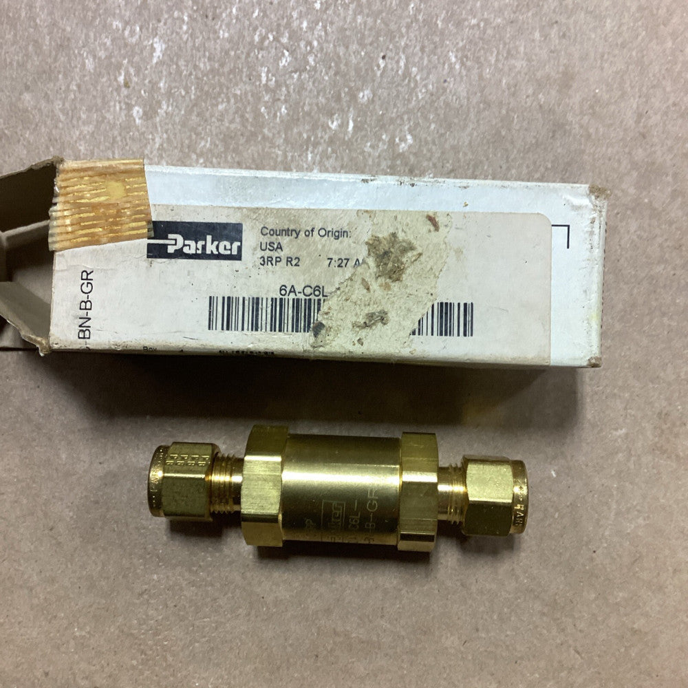 PARKER 6A-C6L-10-BN-B Instrumentation Check Valve 1RBE7 F31